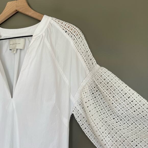 BROCHU WALKER Koren Dress White Size XS Eyelet Lace Oversized Relaxed Chic Crisp - Picture 13 of 16